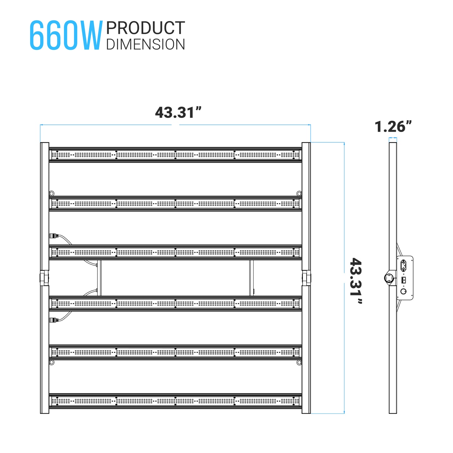 660W Led Grow Light, 100-277 V, 2.8µmol/j, Dimmable, Commercial Led Plant Lights for Indoor Hydroponics Greenhouse Plants Veg and Bloom