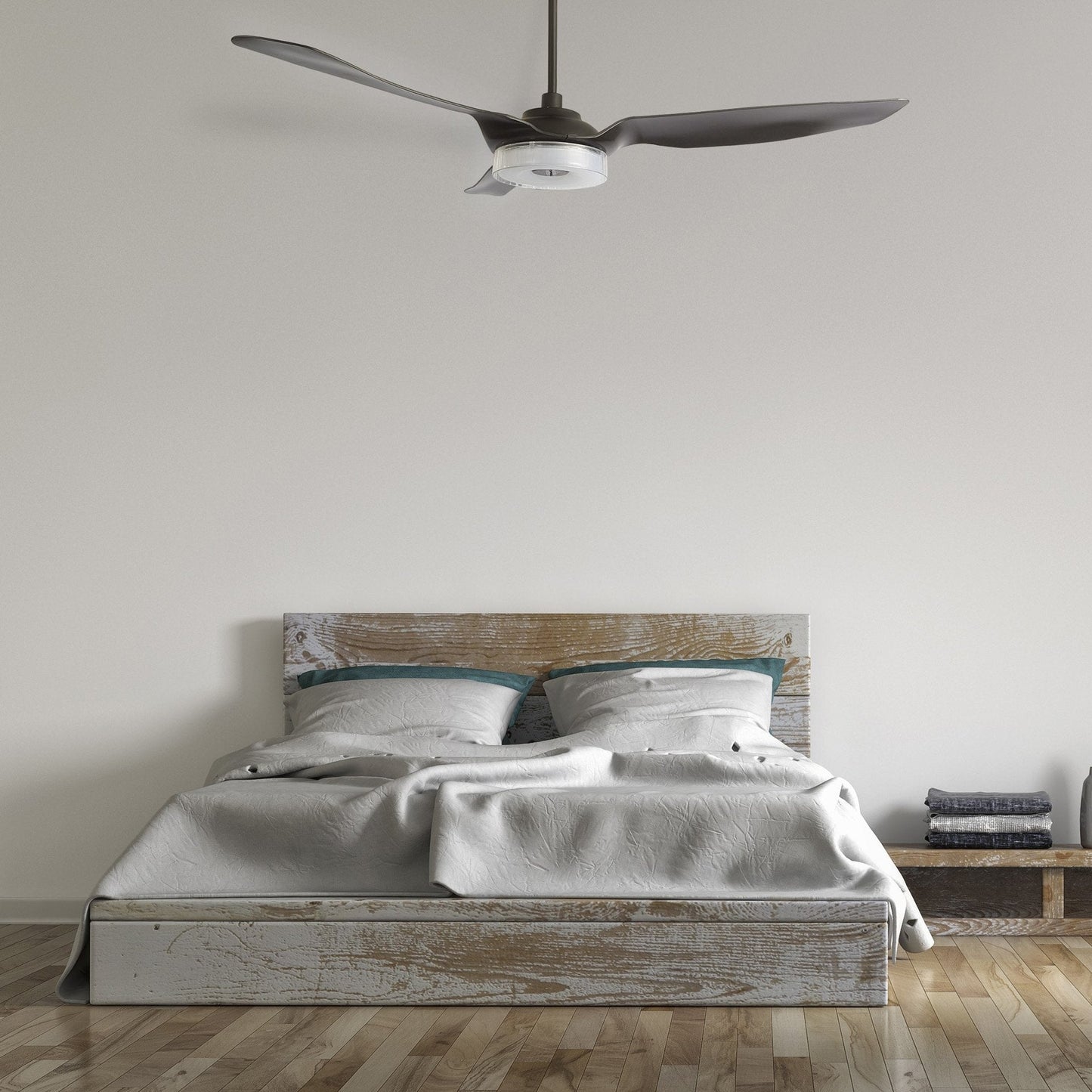 Fletcher 60 Inch 3-Blade Best Smart Ceiling Fan With Led Light Kit & Remote - Black/Black