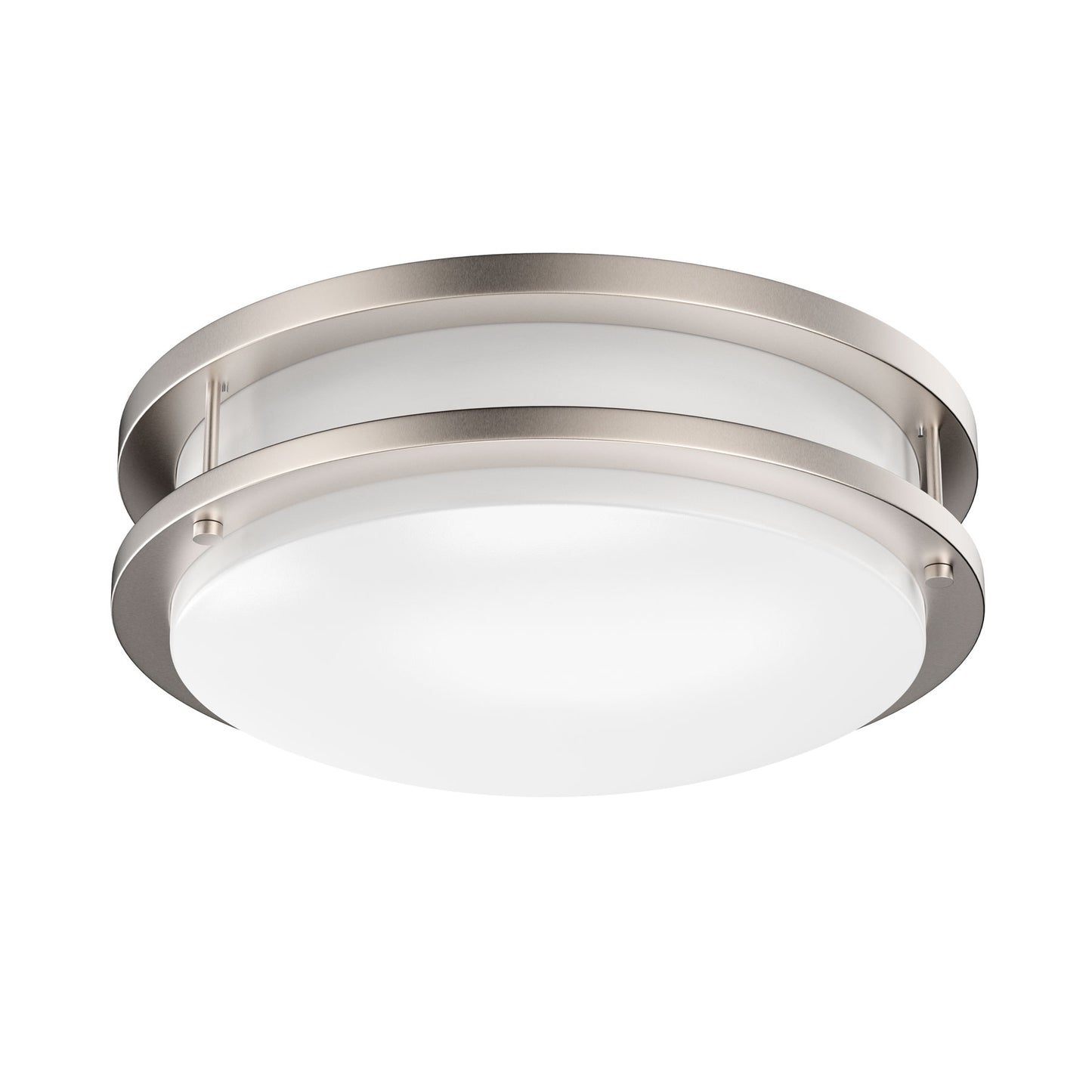 14 inch Dimmable LED Flush Mount Ceiling Lights, Double Ring, 25W,1750 Lumens, 3000K/4000K/5000K Switchable Ceiling Lights, Brushed Nickel Finish Steel, For Hallway Kitchen Stairwell, ETL Listed