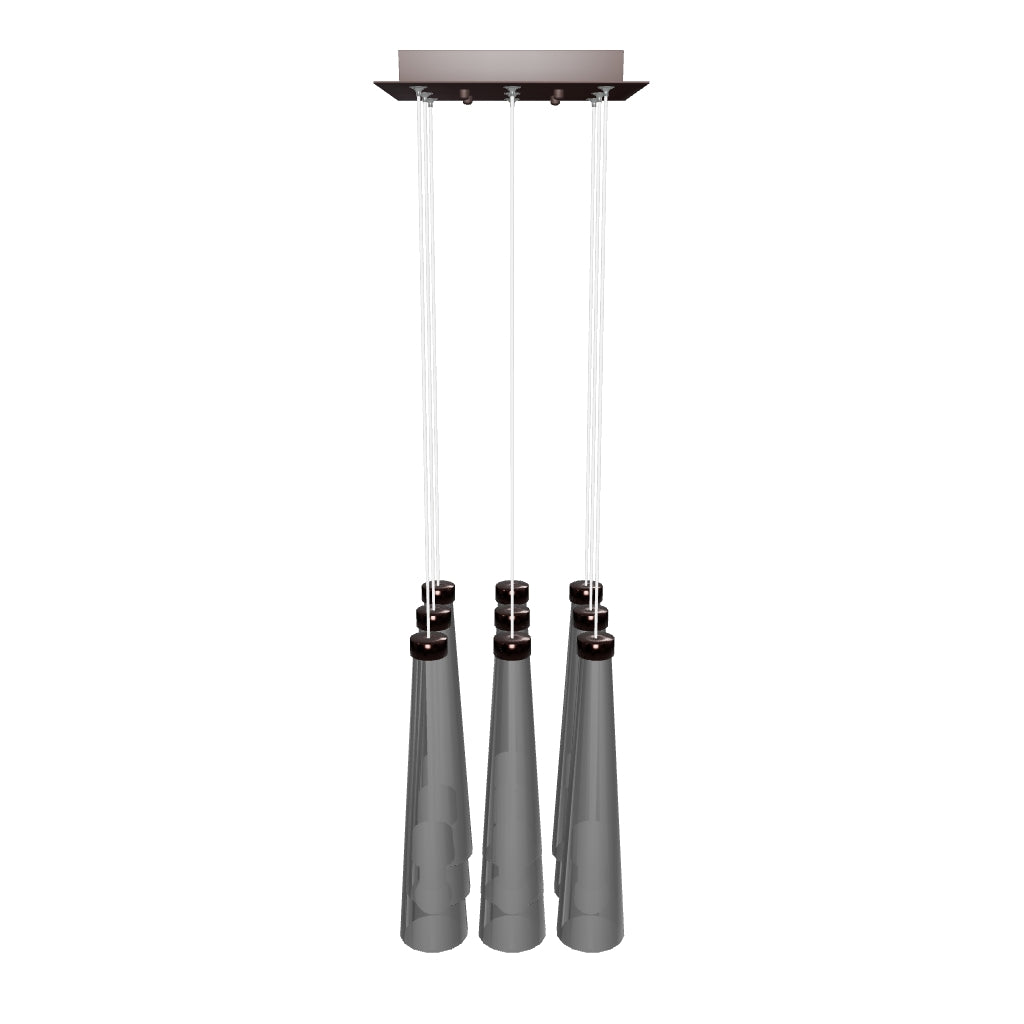9-Lights, Multi Light Pendant with Smoke grey Body Finish,45W, 3000K, 2250LM, Dimmable, For Kitchen Island Dining Room Living Room Cafe Pub