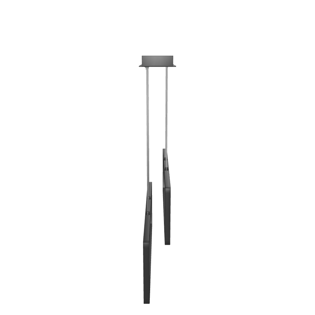 2-Rectangle Lights, 38W, 3000K, 1900LM, LED Kitchen Island Light Pendant For Dining Living Room, Dimmable, Matte black Body Finish