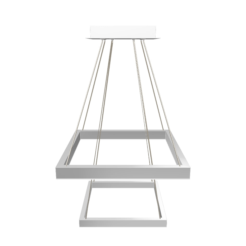 Modern Two-Tier Square Chandelier Lighting, 54W, 3000K, 3016LM, Dimension : 19.7''L×19.7''W×55''H