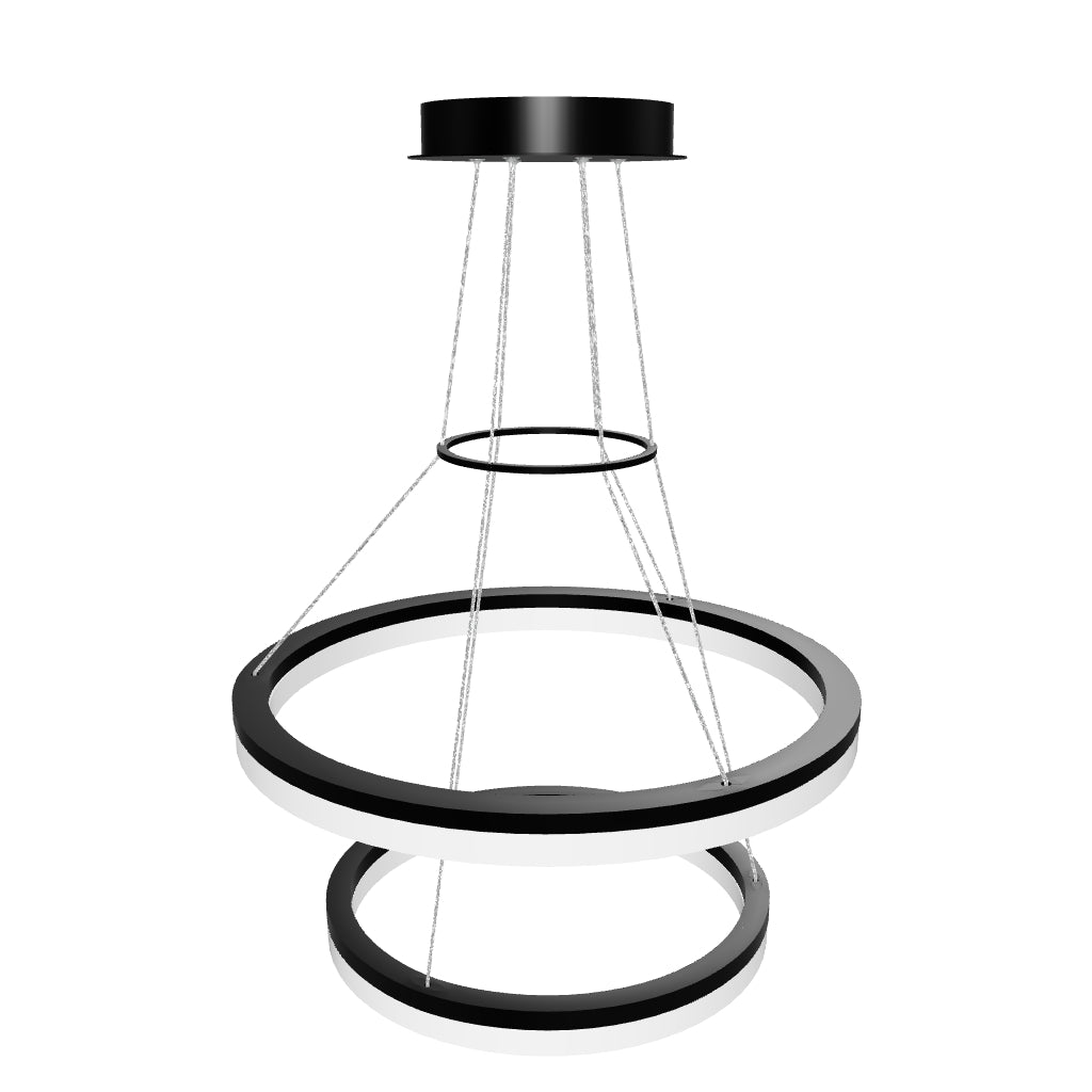 2-Ring, Modern LED Chandelier, 78W, 120V, 3000K, 3985LM, Dimmable