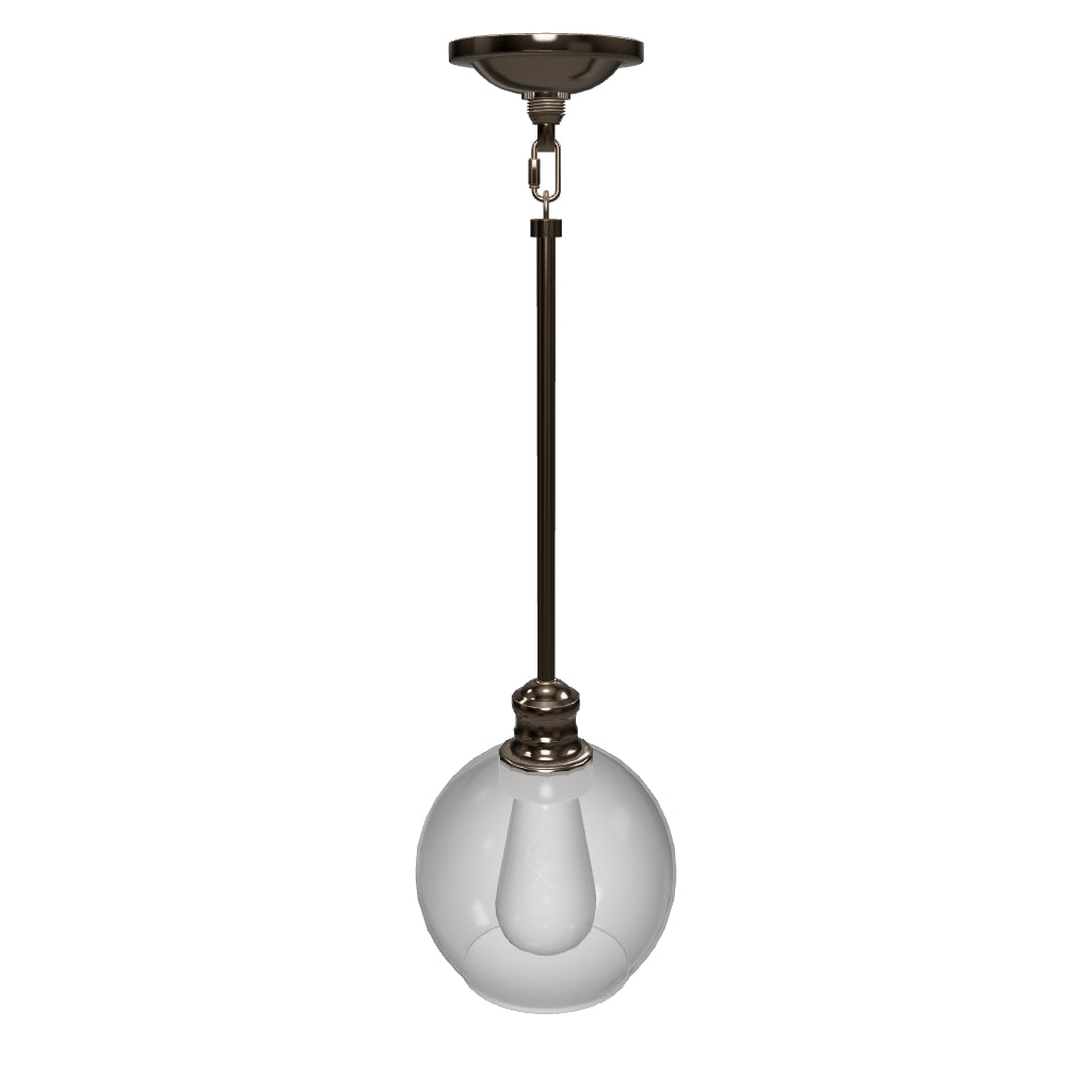 1-Light Clear Glass Pendant Lighting Fixture with Brushed Nickel Finish, E26 Base, UL Listed for Damp Location