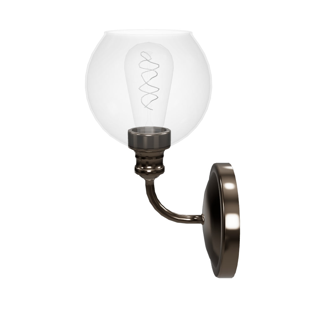 1-Light Dome Shape Wall Sconce Light with Clear Glass, Brushed Nickel Finish, E26 Base, UL Listed for Damp Location, 3 Years Warranty
