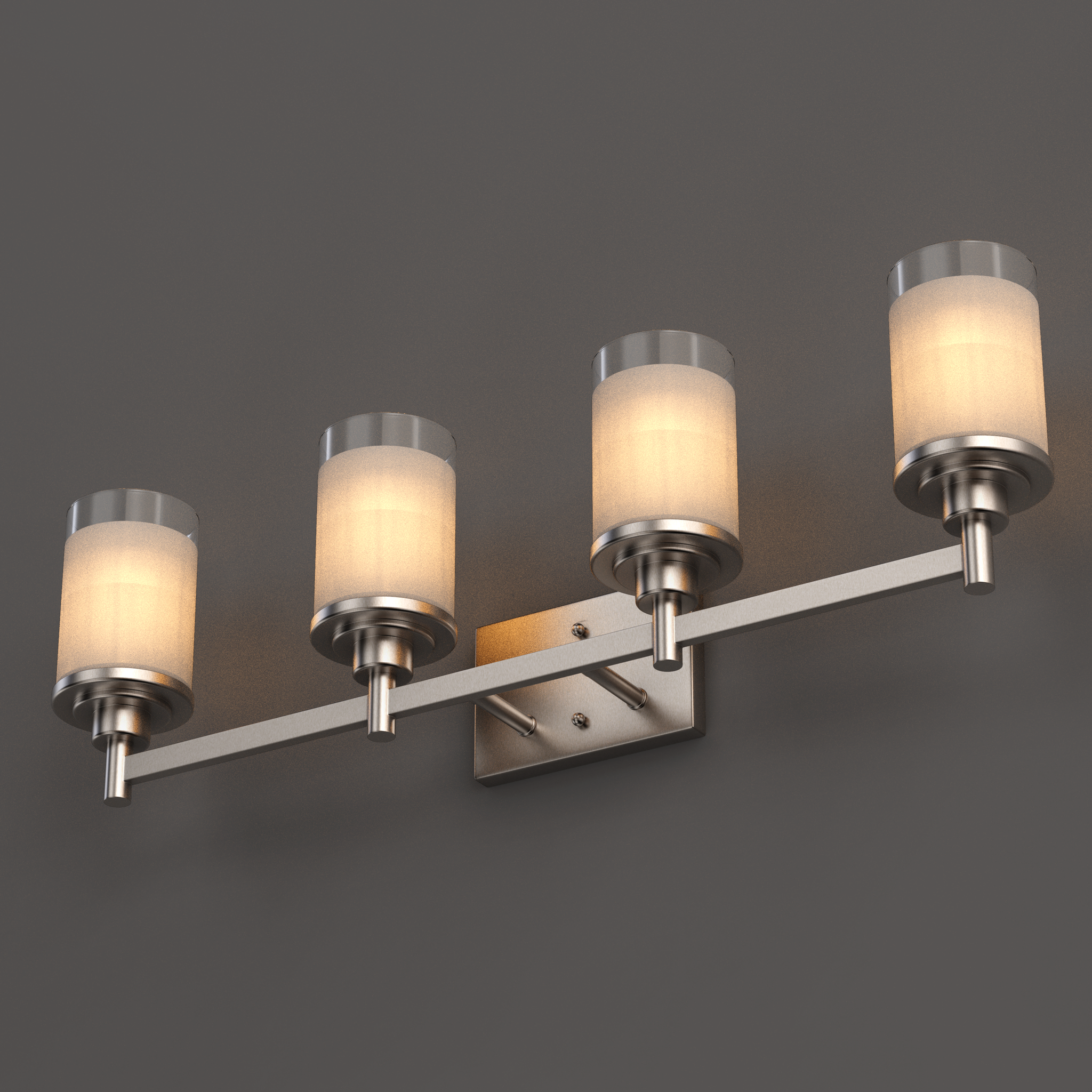 Cylinder Shape Bathroom Light Fixtures with Frosted Glass Shades, 2-Light/3-Light/4-Light, Wall Mount, Vanity Lighting