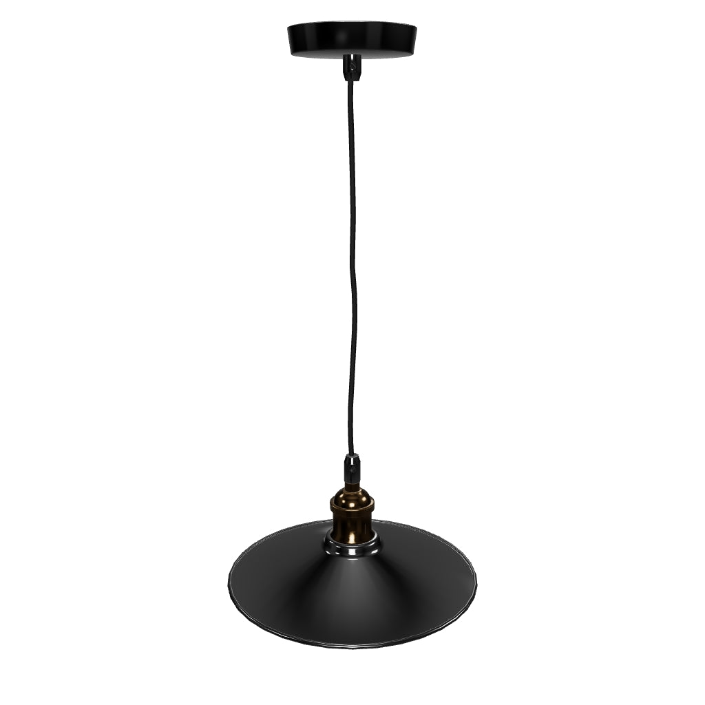 Industrial Style Matte Black Pendant Light Fixture, E26 Base, Antique Brass and Matte Black Finish, UL Listed