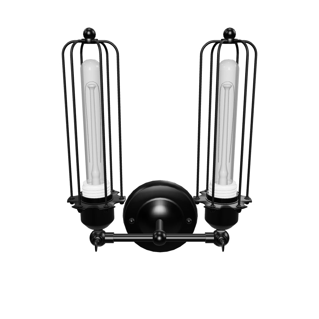 Birdcage Shape Bathroom Light Fixtures, Matte Black Finish, 1-Light/2-Light, E26 Base, UL Listed, For Dry Locations, Wall Mount, Bathroom Vanity Lighting