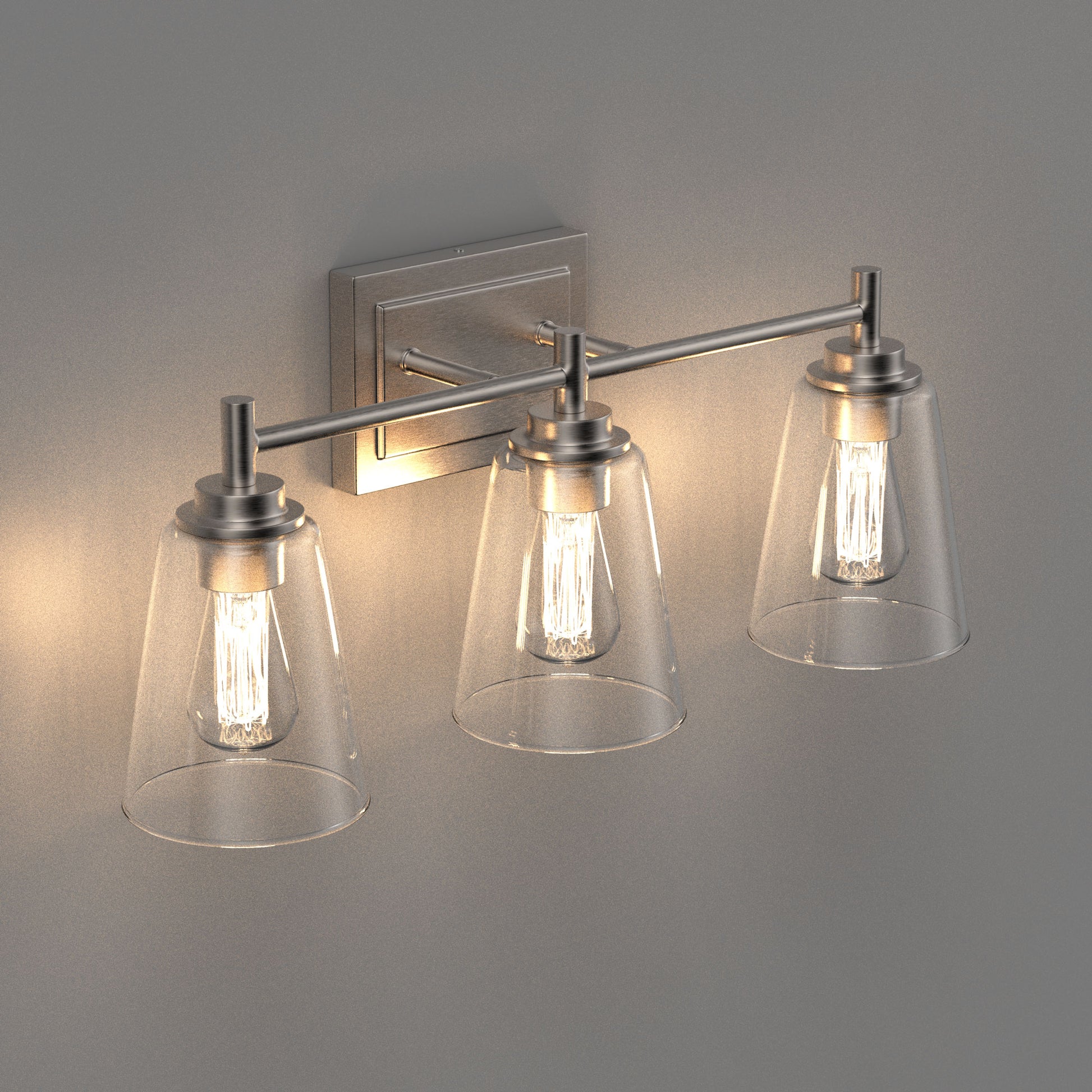Flared Shape Bathroom Light Fixtures with Clear Glass Shade, E26 Base, UL Listed for Damp Location, Wall Mount, Bathroom Vanity Lighting - LEDMyPlace
