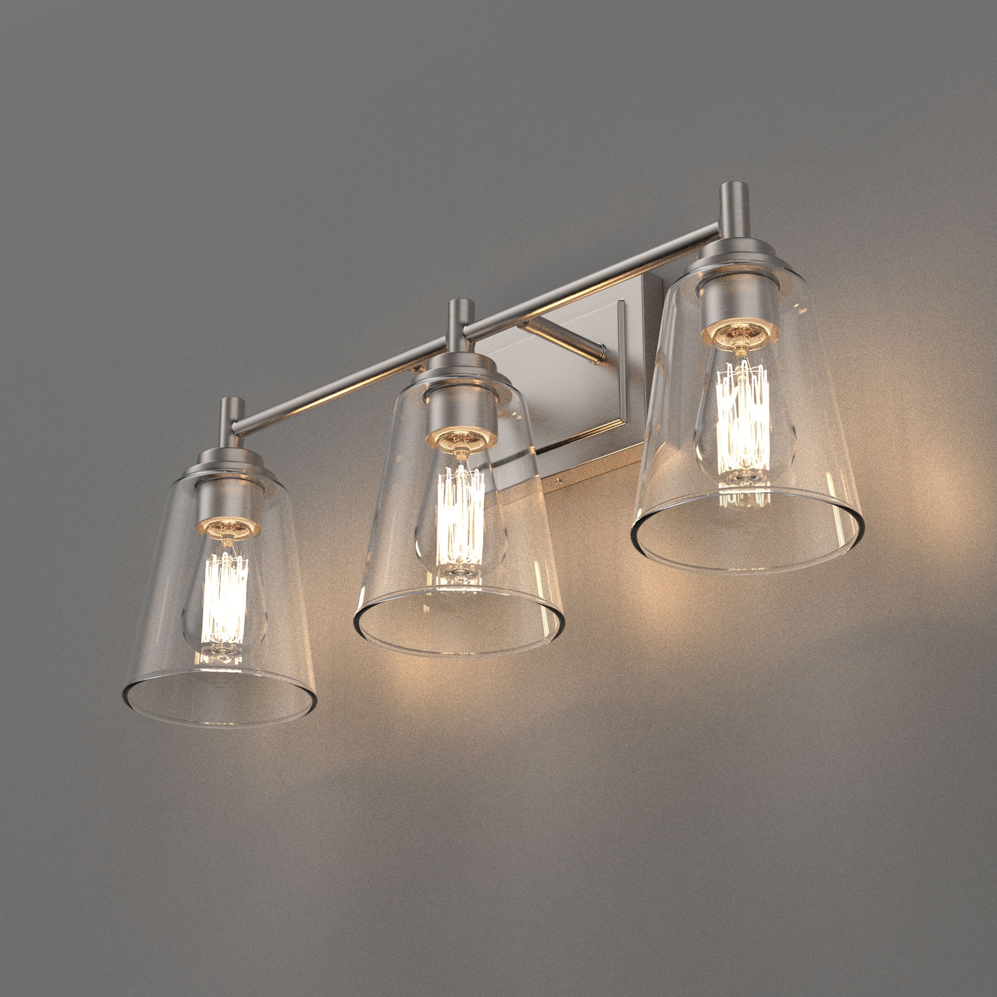 Flared Shape Bathroom Light Fixtures with Clear Glass Shade, E26 Base, UL Listed for Damp Location, Wall Mount, Bathroom Vanity Lighting - LEDMyPlace