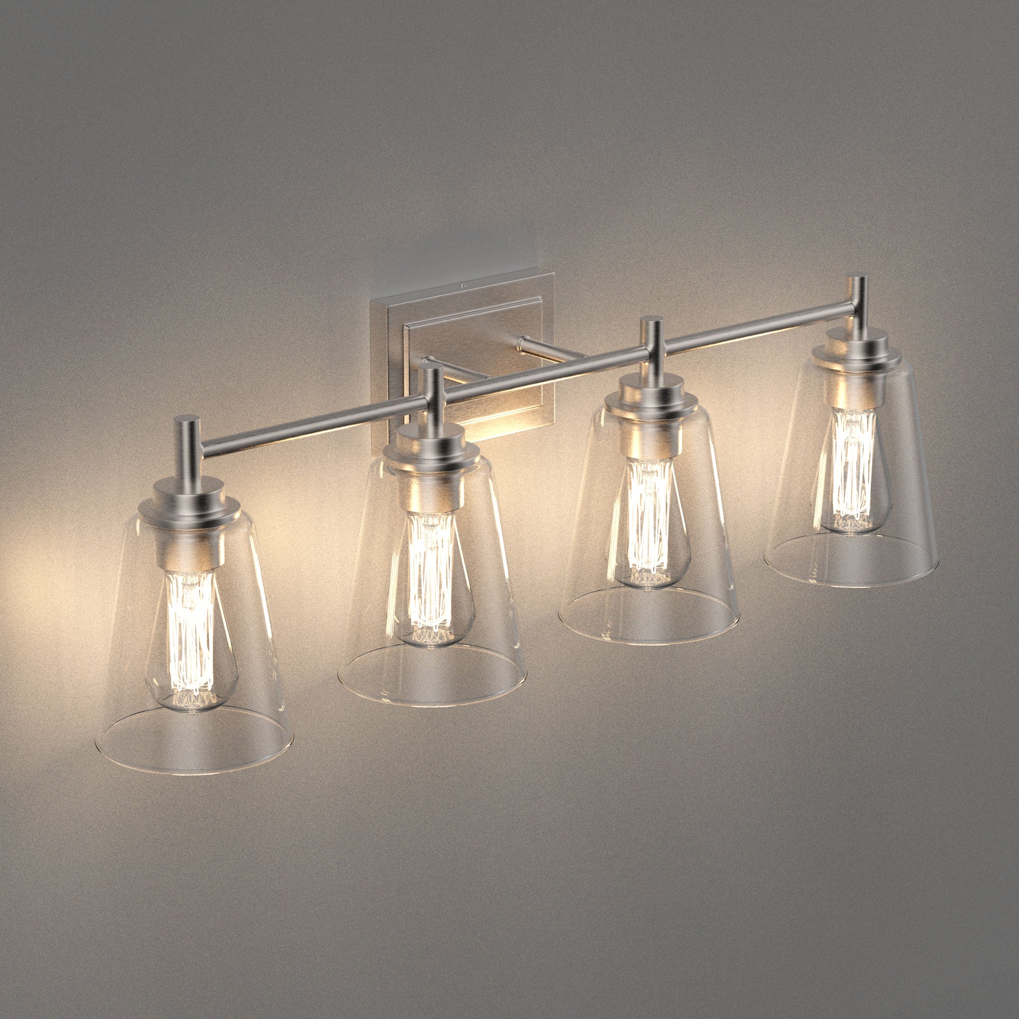 Flared Shape Bathroom Light Fixtures with Clear Glass Shade, E26 Base, UL Listed for Damp Location, Wall Mount, Bathroom Vanity Lighting - LEDMyPlace