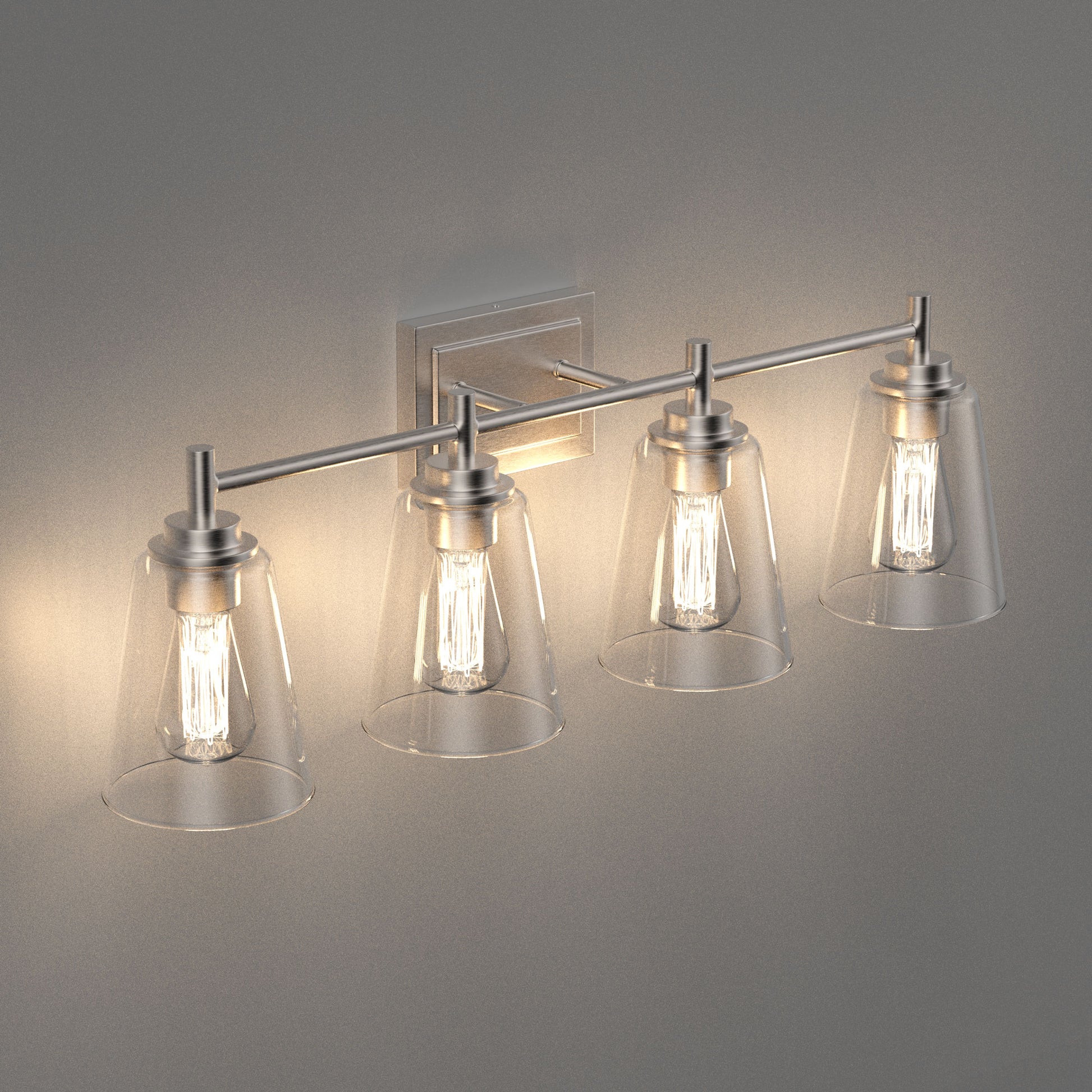 Flared Shape Bathroom Light Fixtures with Clear Glass Shade, E26 Base, UL Listed for Damp Location, Wall Mount, Bathroom Vanity Lighting - LEDMyPlace