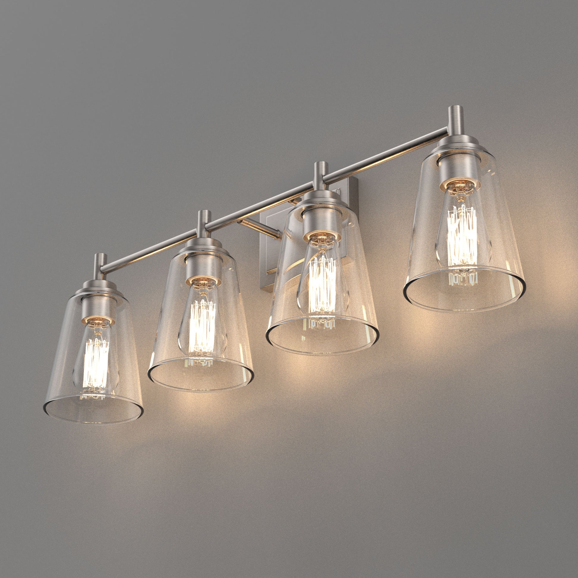 Flared Shape Bathroom Light Fixtures with Clear Glass Shade, E26 Base, UL Listed for Damp Location, Wall Mount, Bathroom Vanity Lighting - LEDMyPlace