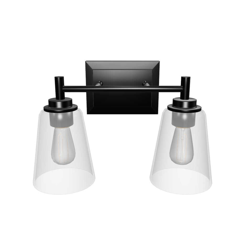 Flared Shape Bathroom Light Fixtures with Clear Glass Shade, E26 Base, UL Listed for Damp Location, Wall Mount, Bathroom Vanity Lighting