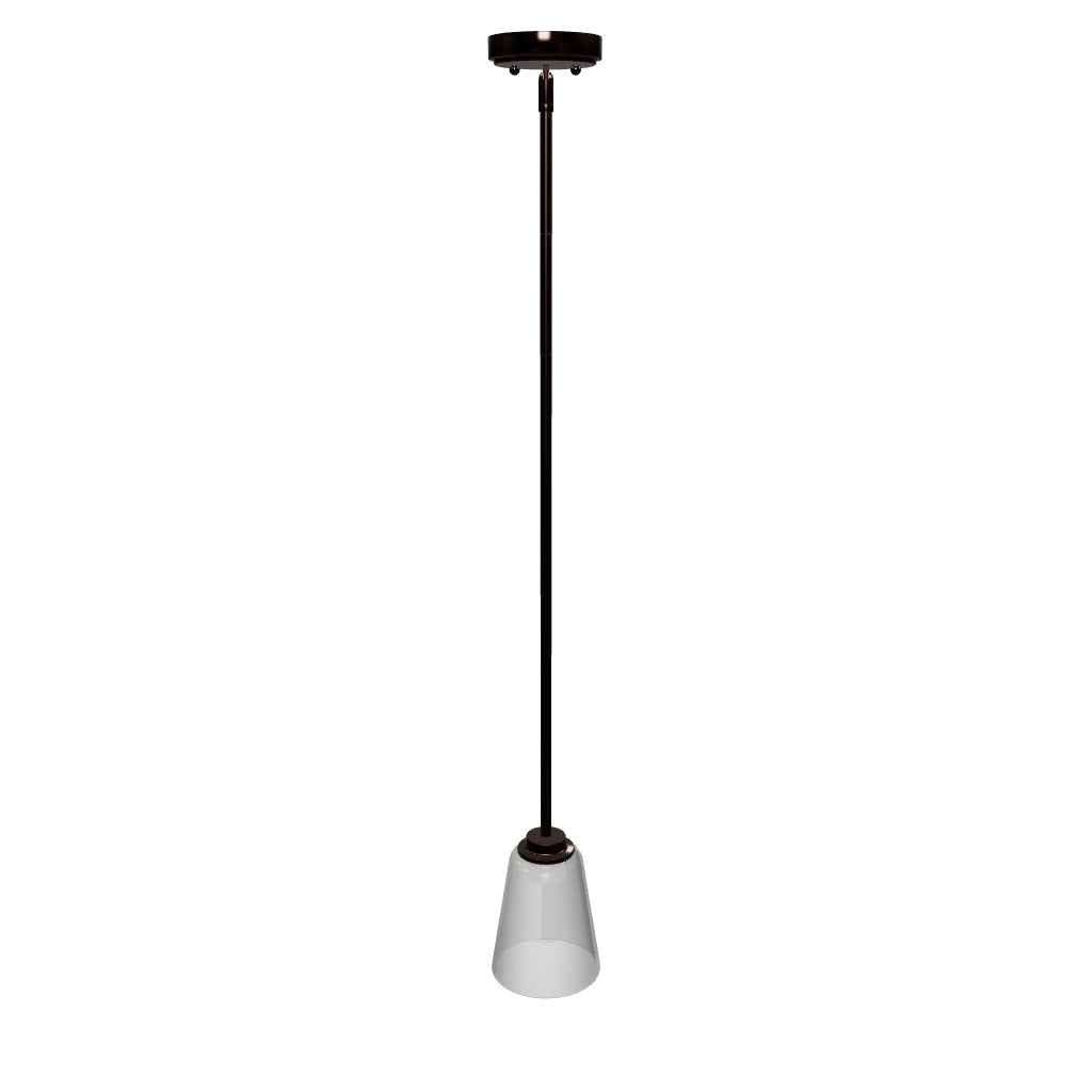 1-Light Flared Shape Pendant Lighting Fixture with Clear Glass Shade, E26 Base, UL Listed for Damp Location