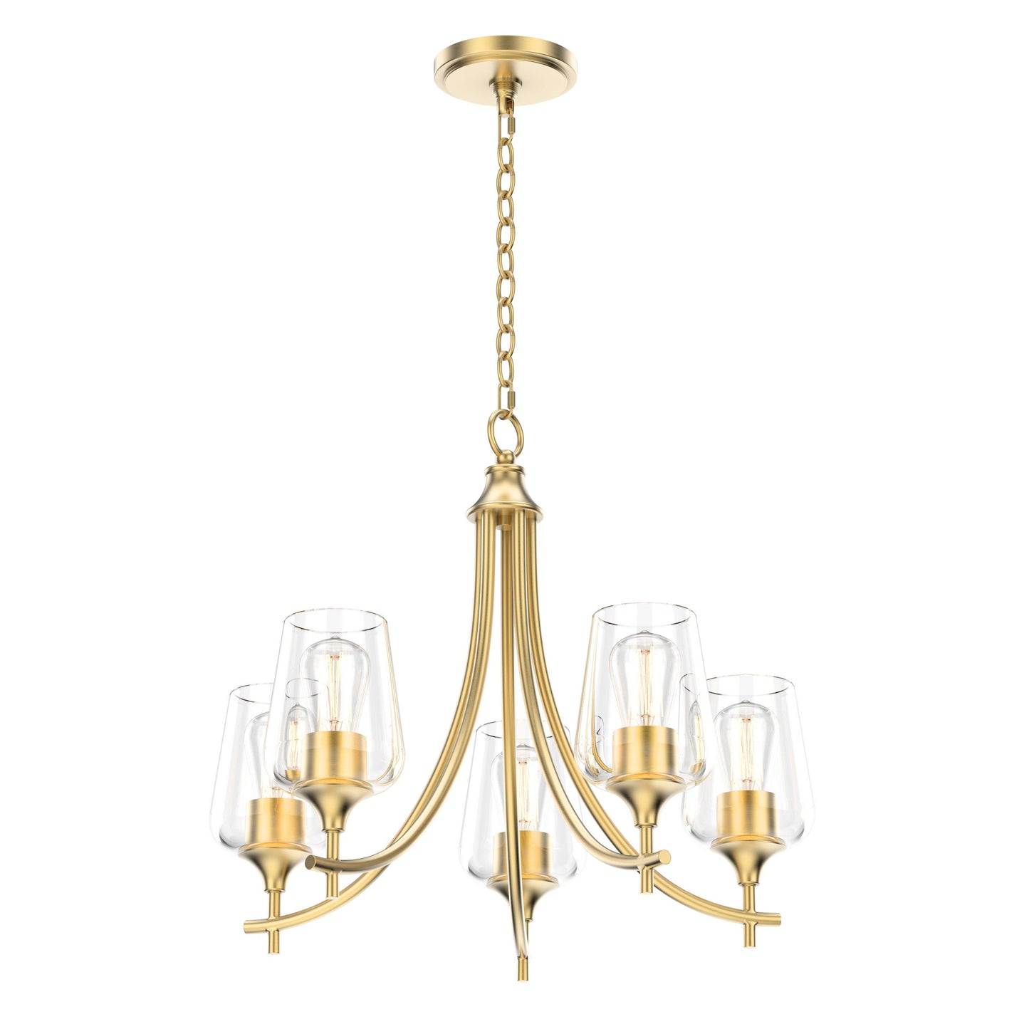 5-light-chandelier-brass-gold-finish-with-clear-glass