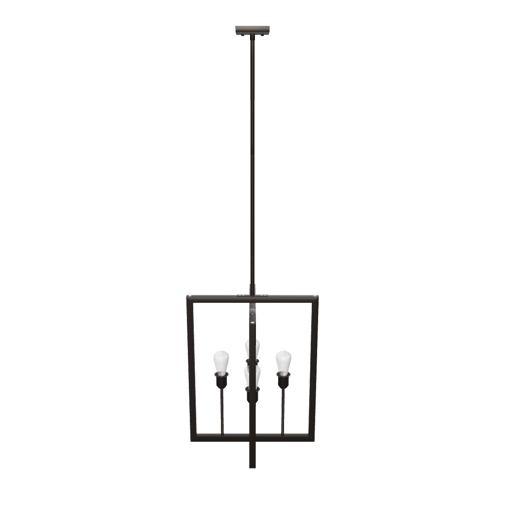 Farmhouse Chandelier, 4-Light Foyer Lighting for Dining Room, E26 Base, Brushed Nickel/Oil Rubbed Bronze Finish