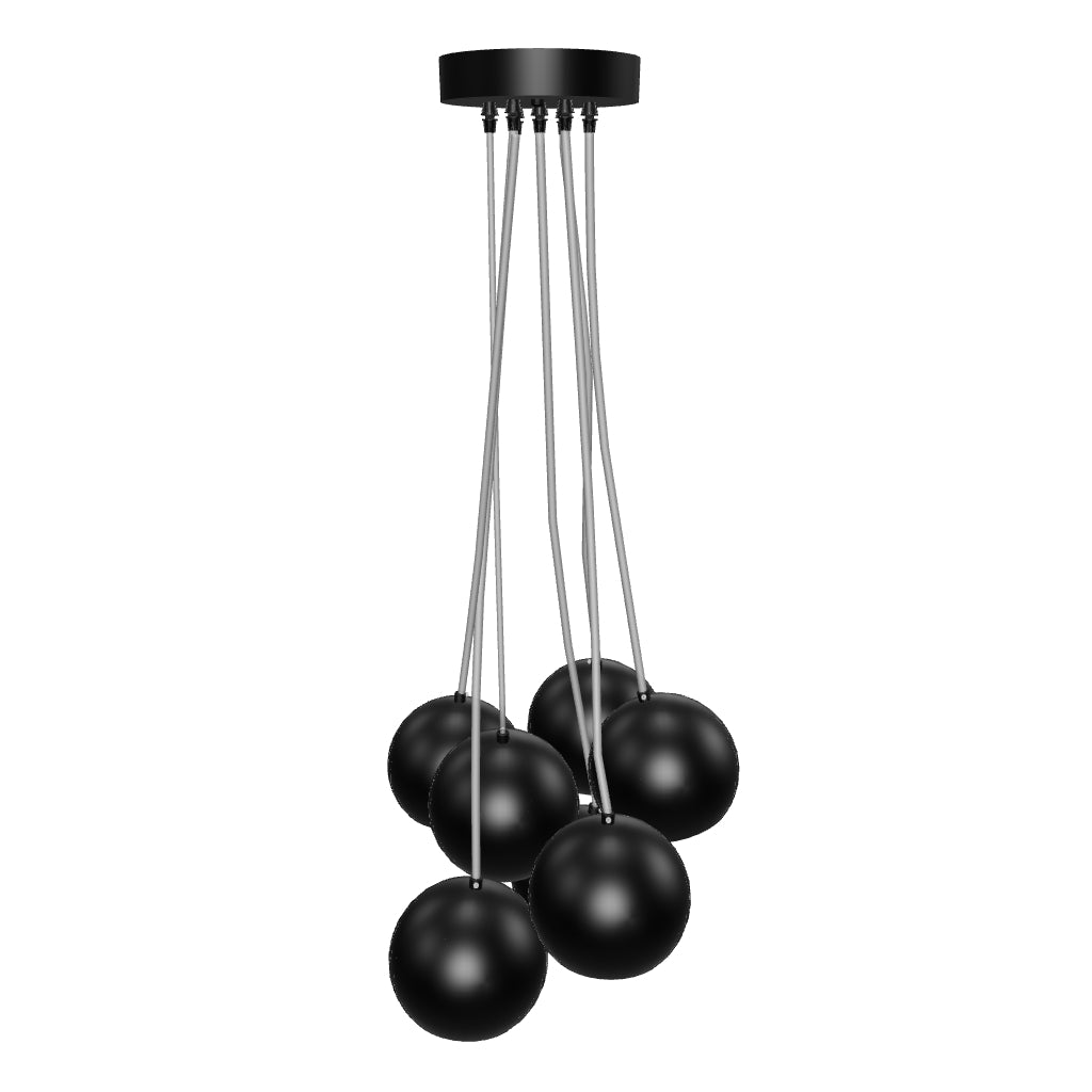 7-Light Black Iron Globe Pendant Chandelier Fixture for Living Room, Bedroom, Dining Room, Office