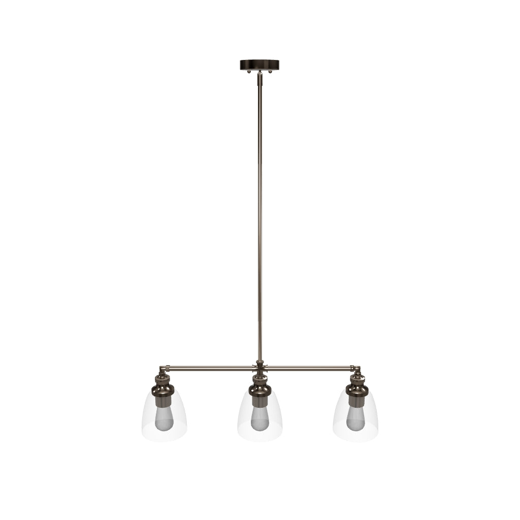 3-Lights Bell Shape Kitchen Island Pendant Lighting, Clear Glass Shade, E26 Base, UL Listed