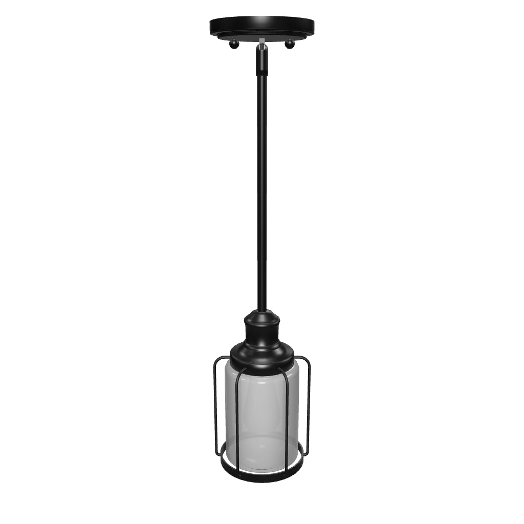 1-Light Birdcage Shape Pendant Light, Matte Black Finish, Clear Glass Shade, E26 Base, UL Listed