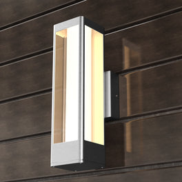 12W Modern LED Outdoor Wall Sconce Light, Silver Finish, Dimmable, ETL Listed - Wet Location