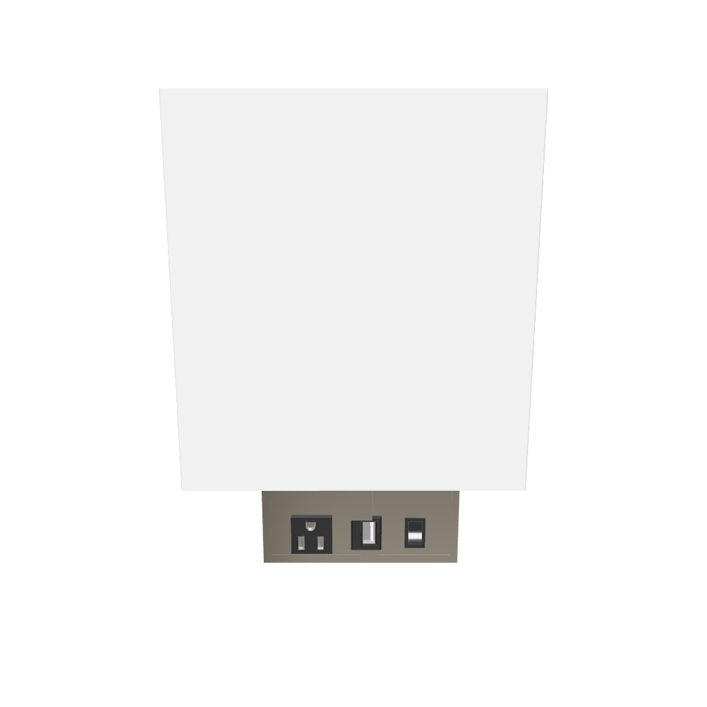 1-Light, Decorative Wall Sconces Light with 1 Switch, 1 USB & 1 Outlet, Satin Nickel Finish w/ White shade, Wall Mounted Lamps for Home Hotel Corridor Restaurant