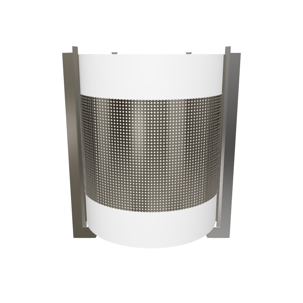 2-Light Brushed Nickel Wall Sconce, White Glass shade, Dimension: W10"xH11.75"xE4"