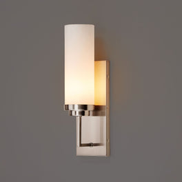 1-Light, LED Wall Sconce Light, Brushed Nickel with Opal Glass Shade, Decorative Wall Lamp, Hallway Light Fixtures, Dim: W4.6