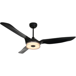 Fletcher 60 Inch 3-Blade Best Smart Ceiling Fan With Led Light Kit & Remote - Black/Black