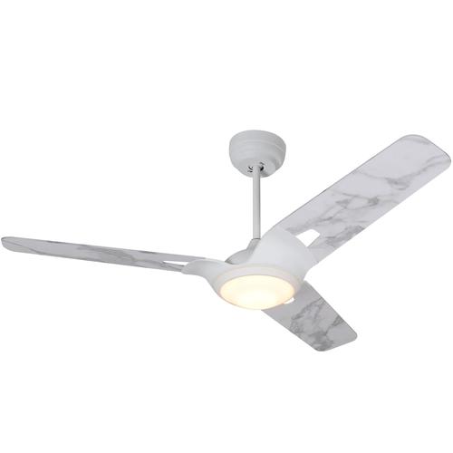 Innovator 52 in. Indoor/Outdoor Best Smart Ceiling Fan w/ LED Light, White/Marble Pattern Finish, Works w/ Alexa/Google Home/Siri