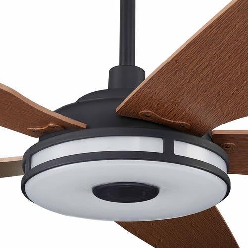 Explorer 52 In. Best Smart Ceiling Fan with Remote Control & Led Light, 5-Blade, Black/fine Wood Grain Pattern, Alexa/Google Home/Siri Compatible
