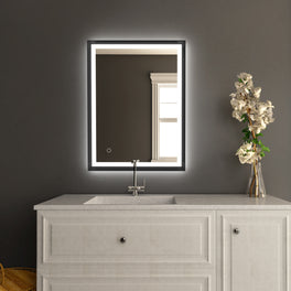 Frontlit/Backlit LED Lighted Bathroom Vanity Mirror with Frame, Anti-Fog, Touch Button, Adjustable CCT & Memory, Magnum Style