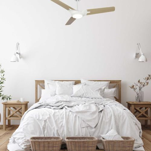 Innovator 52" Modern Wood Pattern Best Smart Ceiling Fan in White w/ LED Light & Remote (3-Blade) Works w/ Alexa/Google Home/Siri
