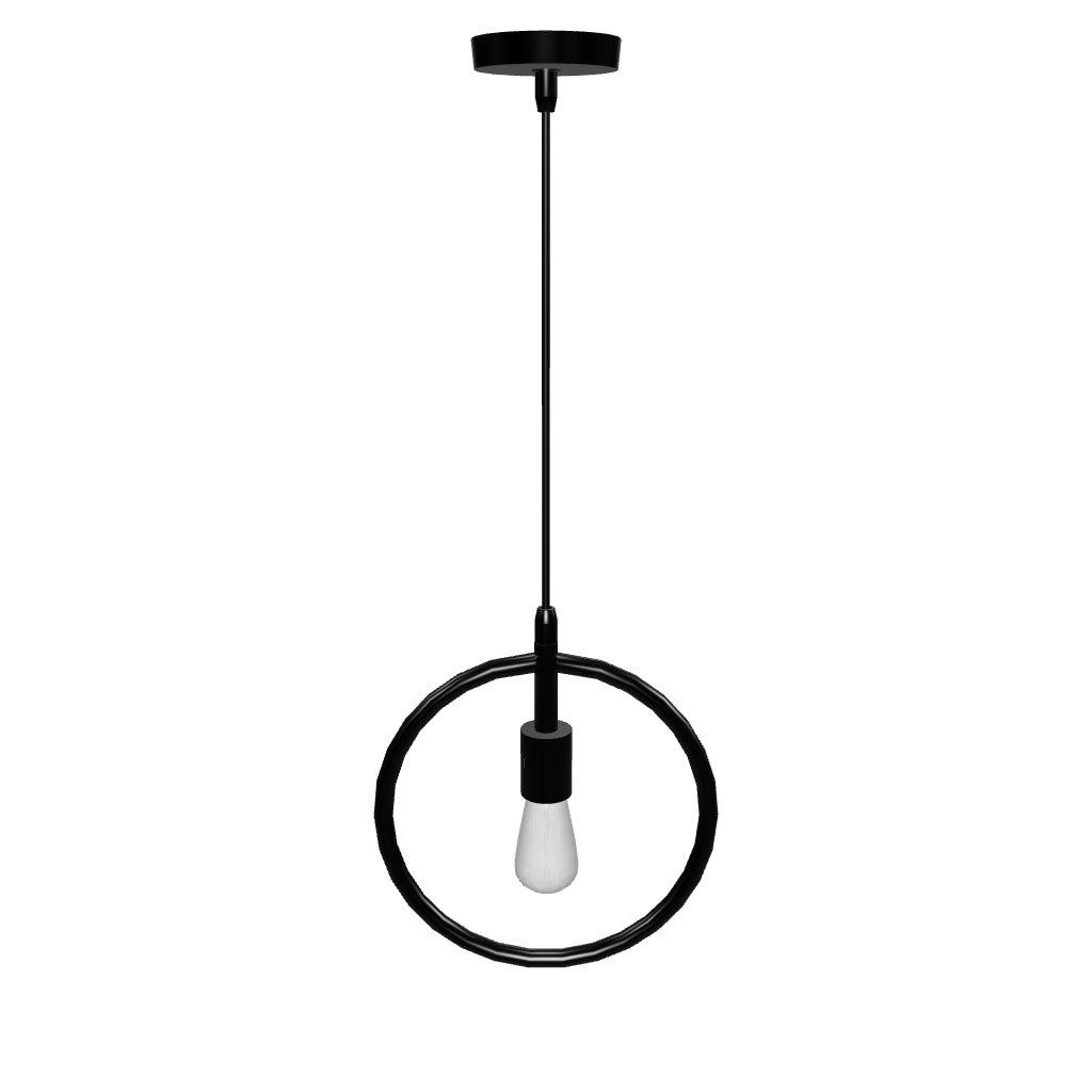 Matte Black Ring Shape Pendant Light Fixture, E26 Base, UL Listed for Dry Location, Fixture Size: D12 x H13.5 Inch