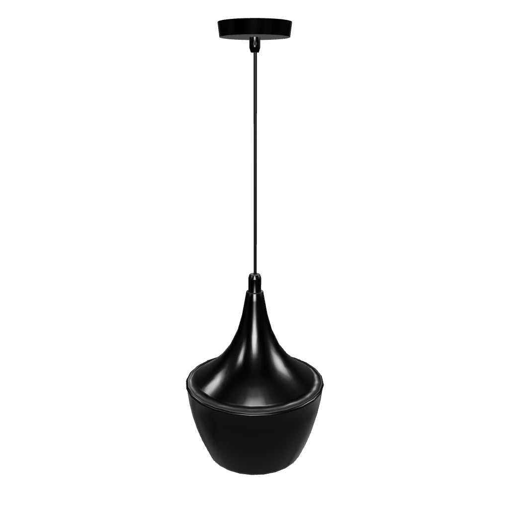 Matte Black Pendant Light Fixture, Gourd style, E26 Base, Steel Body, UL Listed