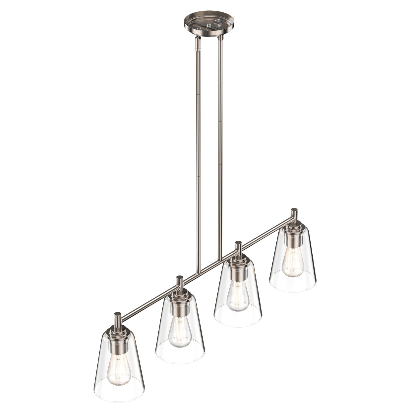 4-Lights Island Linear Pendant Light with Clear Glass Shade, E26 Base, UL Listed for Damp Location