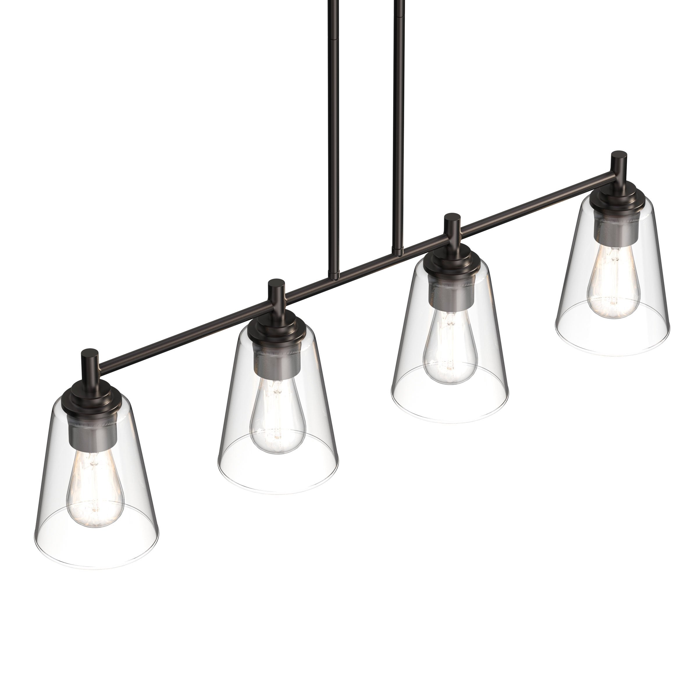 4-Lights Island Linear Pendant Light with Clear Glass Shade, E26 Base, UL Listed for Damp Location