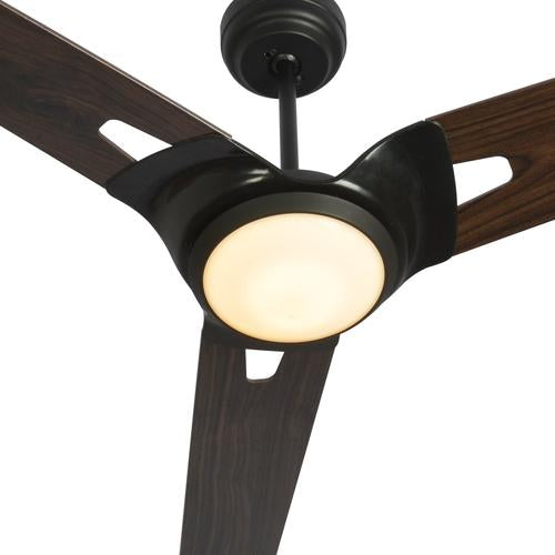 Innovator 52" 3 Blade Best Smart LED Ceiling Fan with Remote Control, Black/Dark Wood Pattern Finish, Works w/ Alexa/Google Home/Siri