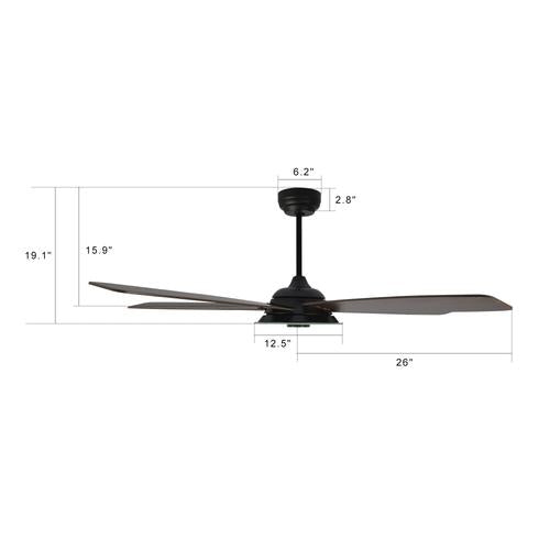 Striker 52 In. Best Smart Ceiling Fan with Dimmable Led Light & Remote Control, Black Wooden Pattern with Alexa/google Home/Siri (5-Blade)