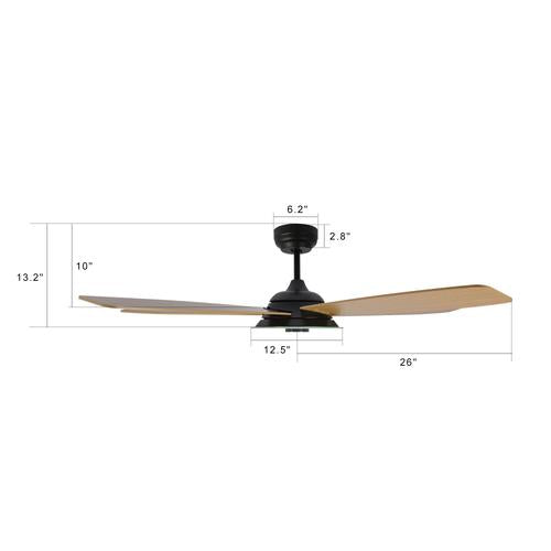 Striker 52 in. 5-Blade Best Smart Ceiling Fan with Dimmable LED Light, Black/Fine Wood Grain Finish, Works w/ Remote Control/Alexa/Google Home/Siri