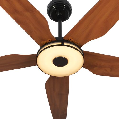 Explorer 52 In. Best Smart Ceiling Fan with Dimmable Led Light, Remote Control, Black/wood Grain Pattern, 5-Blade W/ Alexa/Google Home Compatible