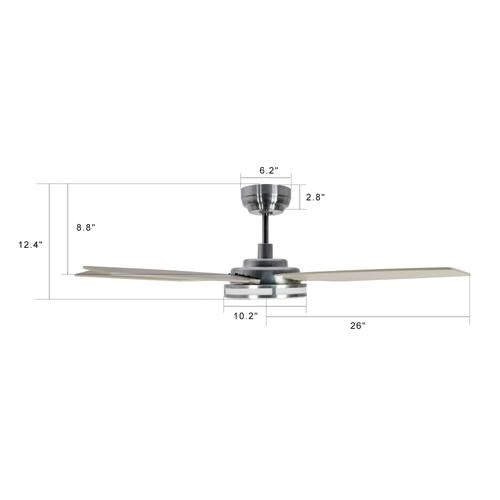 Explorer 52 In. Indoor/outdoor Best Smart Ceiling Fan with Dimmable Led Light, Remote Control, Works W/ Alexa/Google Home/Siri, Silver/light Wooden Pattern ( 5-Blade)