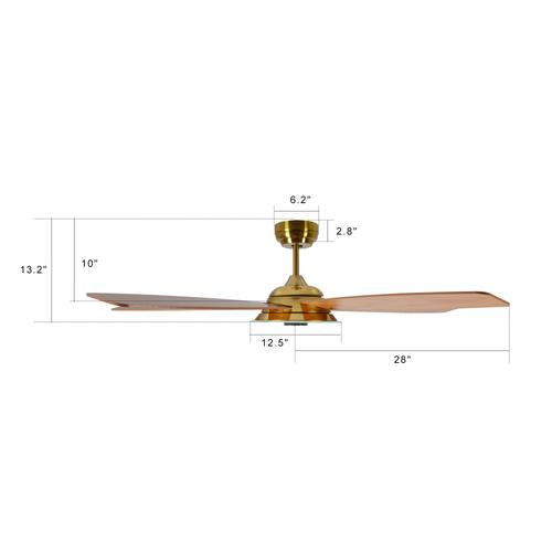 Striker 52 in. 5-Blade Best Smart Ceiling Fan with Dimmable LED Light, Gold/Wood Grain Finish, Works w/ Remote Control/Alexa/Google Home/Siri