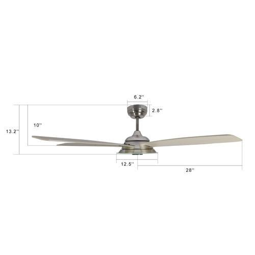 Striker 52 in. 5-Blade Best Smart Ceiling Fan with Dimmable LED Light, Silver/Light Wood Finish, Works w/ Remote Control/Alexa/Google Home/Siri