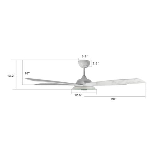 Striker 52 in. 5-Blade Best Smart Ceiling Fan with Dimmable LED Light, White/Marble Pattern, Works w/ Remote Control/Alexa/Google Home/Siri