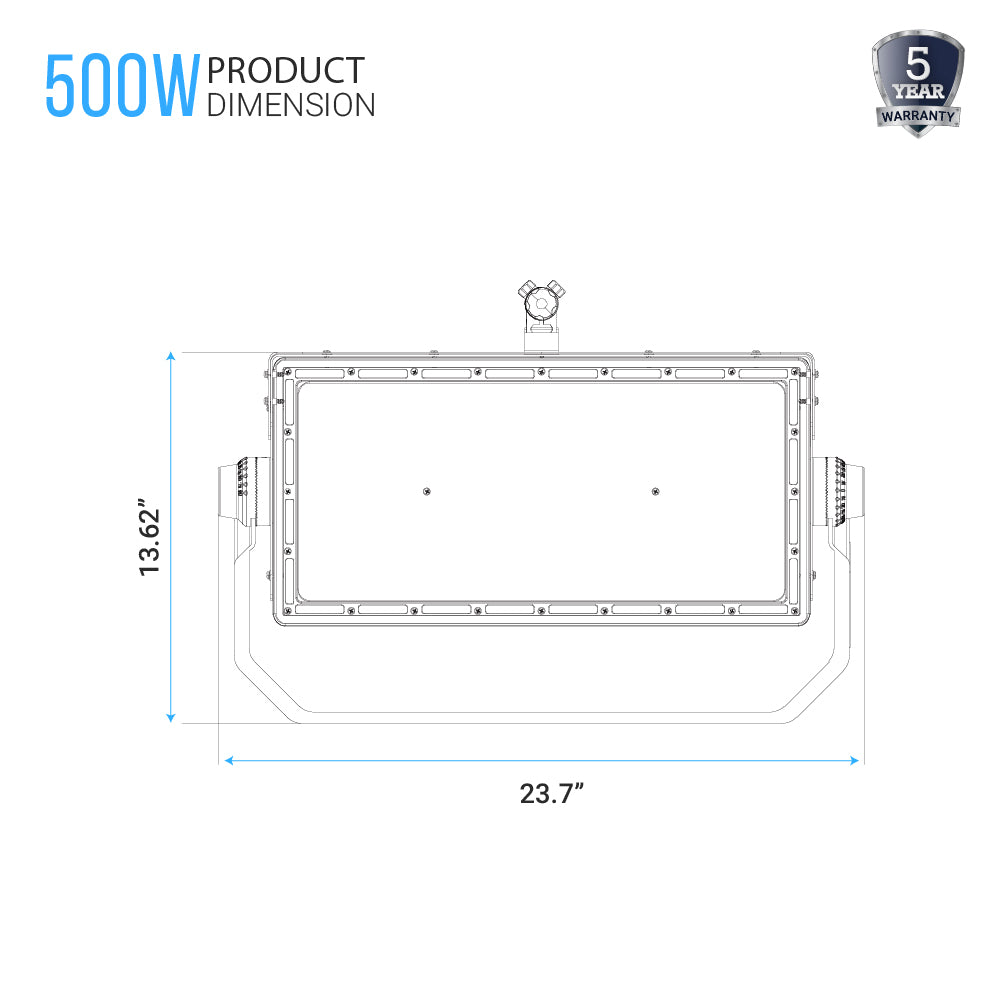 LED Sport Light, M Series, 500W, 5000K, 100-277V, IP66 , 15°/30°/45°/60°' Beam Angle, Dimmable, 65000 Lumens, Commercial Arena Light for Sports Fields & Court