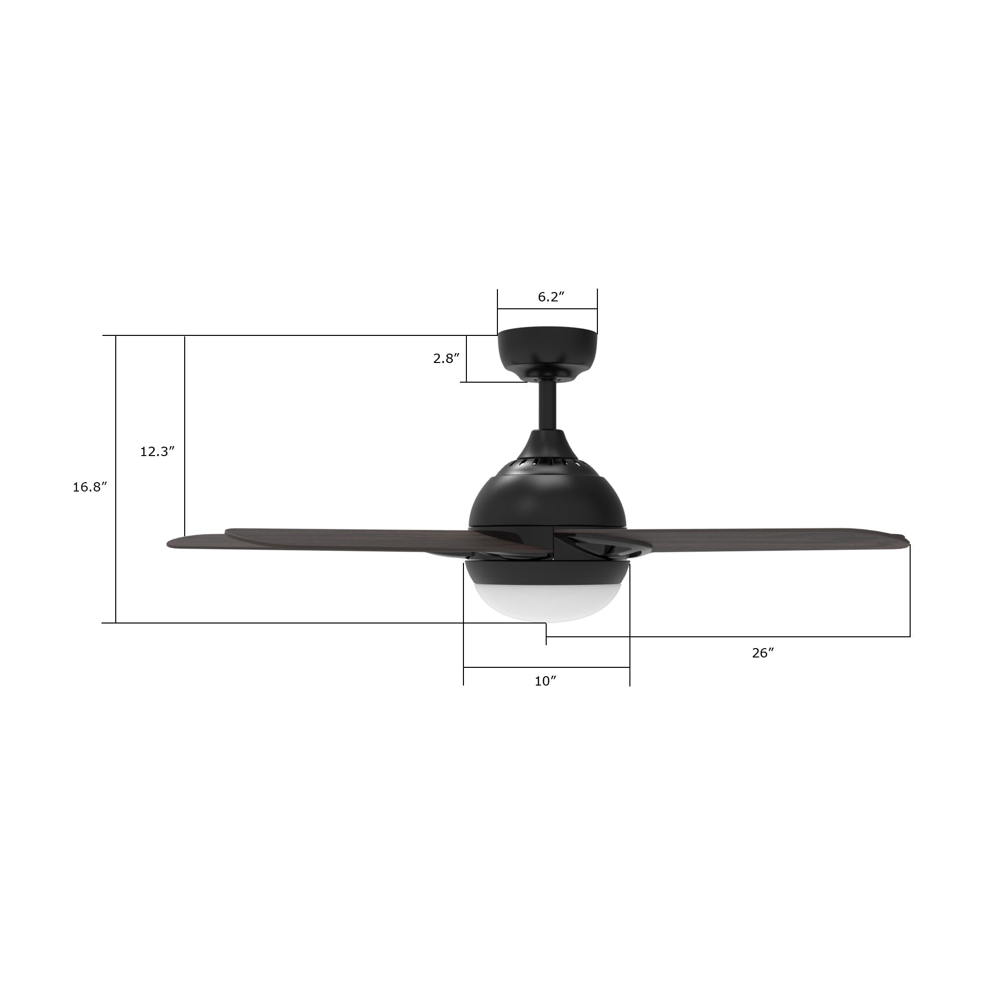 Solasta 52 Inch 5-Blade Best Smart Ceiling Fan With Led Light Kit & Remote - Black/Dark Wood