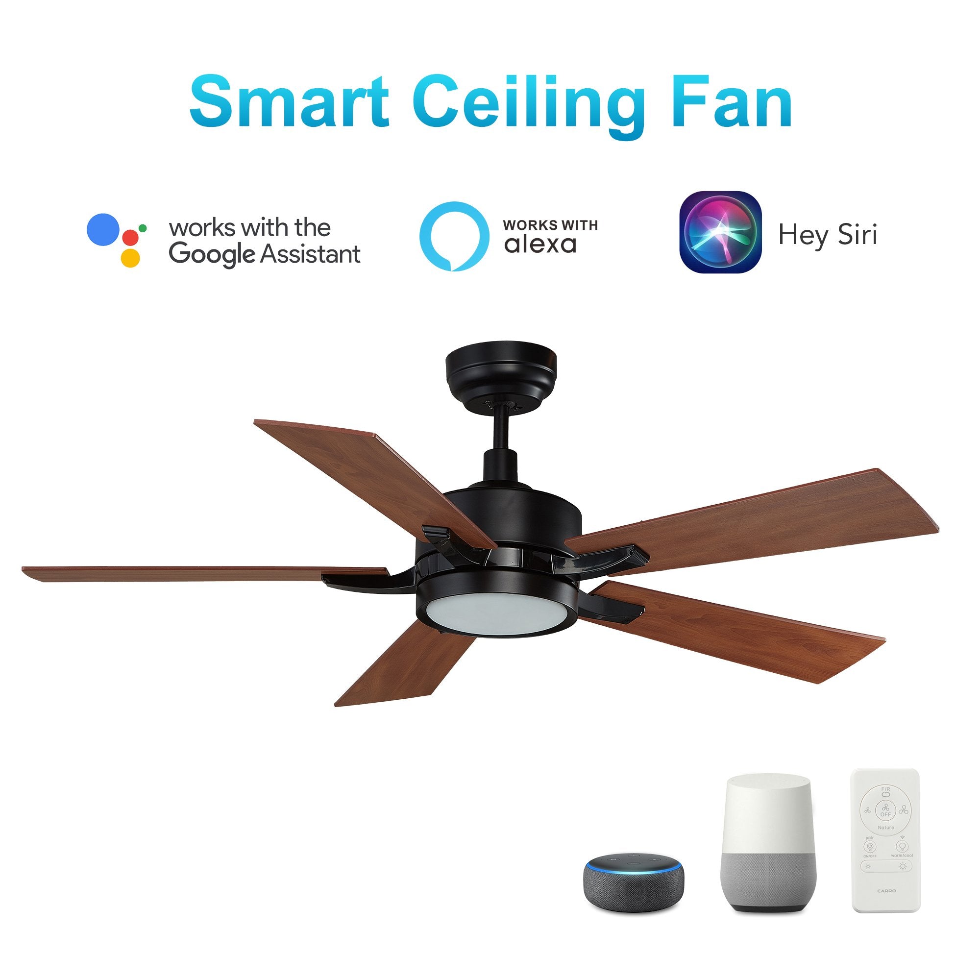 Apex 56'' Best Smart Ceiling Fan with Remote, Light Kit Included, Works with Google Assistant, Alexa, Siri Shortcut