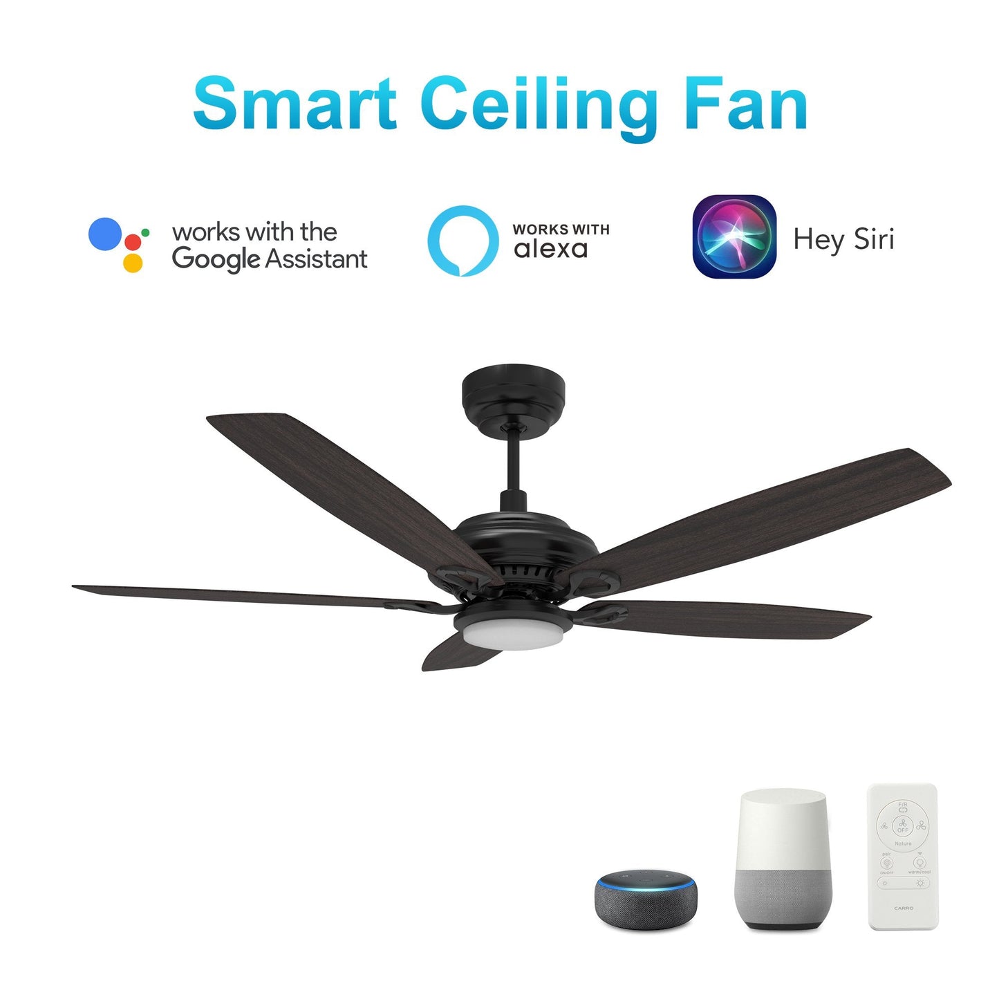 Somerset 52'' Best Smart Ceiling Fan with Remote, Light Kit Included, Works with Google Assistant and Amazon Alexa,Siri Shortcut