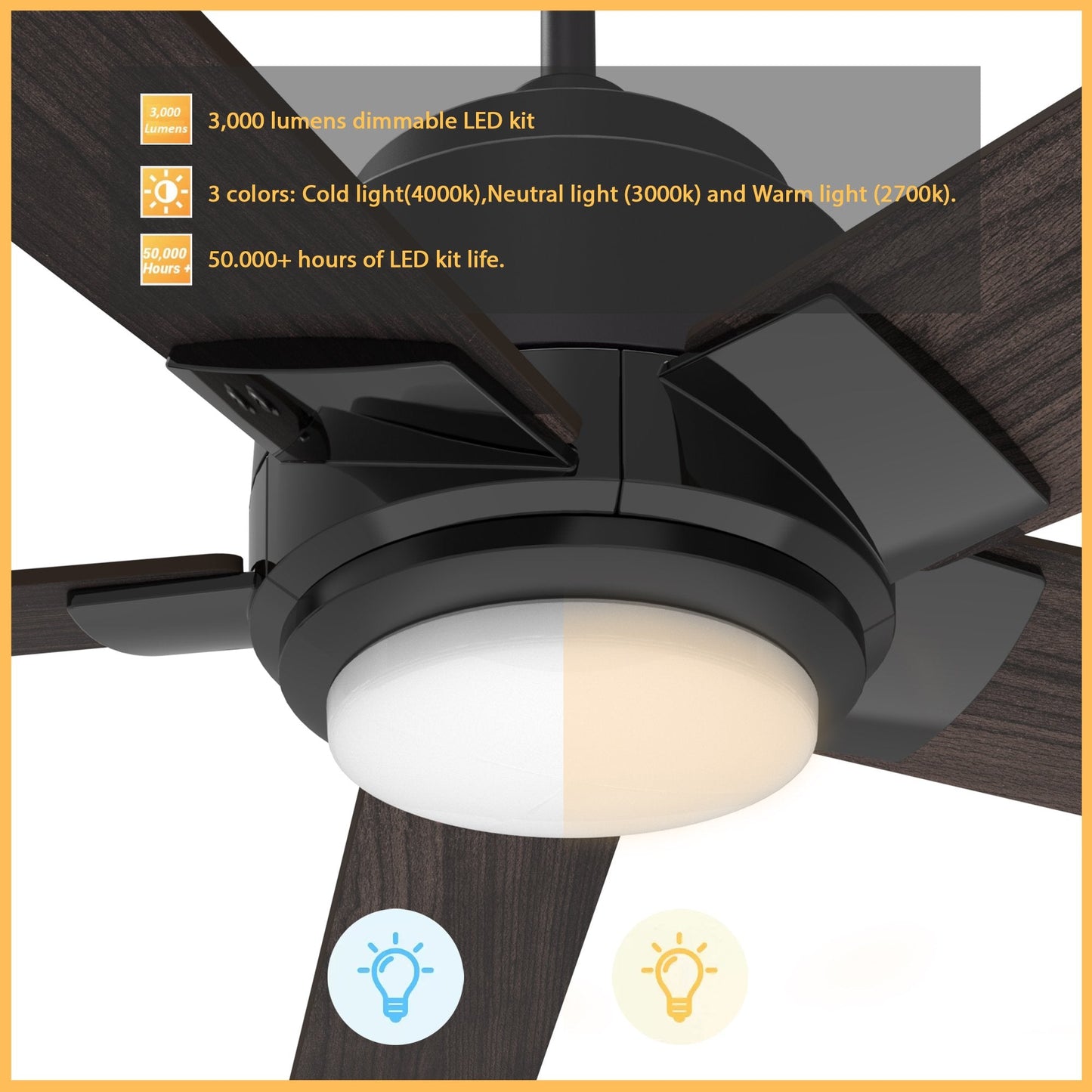 Aspen 52'' Best Smart Ceiling Fan with Remote, Light Kit Included, Works with Google Assistant and Amazon Alexa,Siri Shortcut